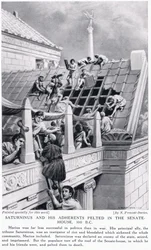 Saturninus und seine Anhänger werden im Senatshaus gesteinigt, 100 v. Chr.